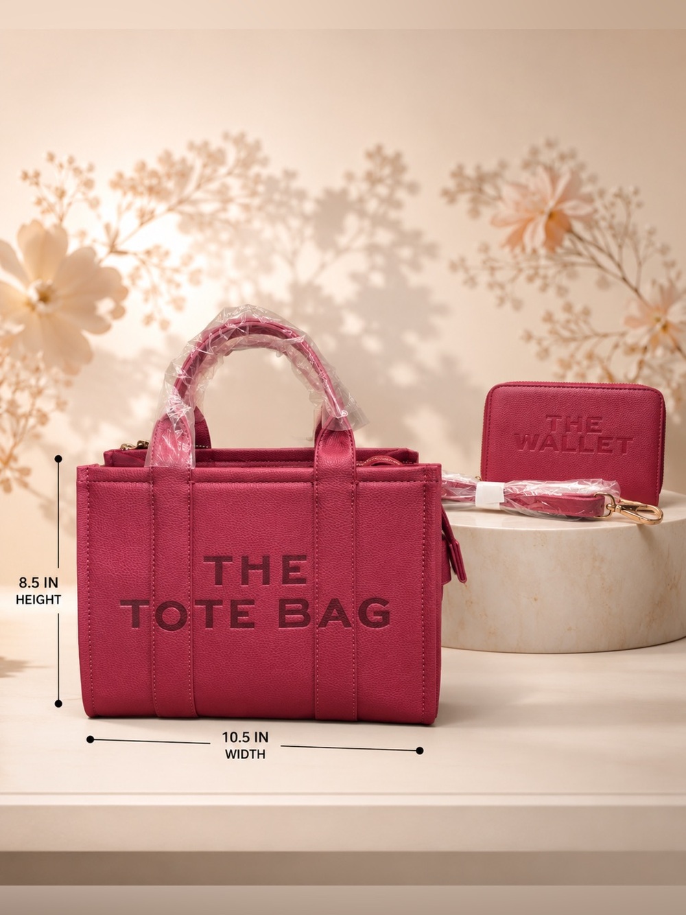 THE TOTE BAG Red Structured Women's Tote with wallet